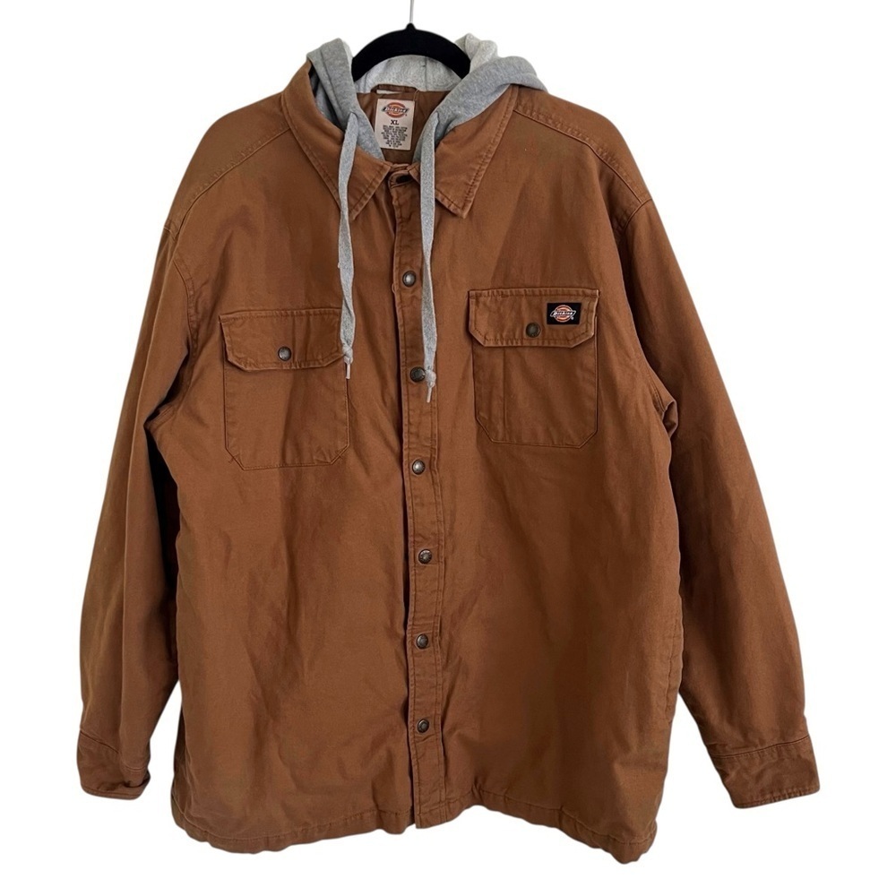 Dickies Tan Quilted Hooded Shirt Jacket XL